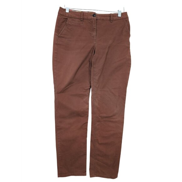 Boden Chino Pants Womens 6 Brown Straight Leg Mid Rise Flat Front Preppy Classic - Picture 1 of 12